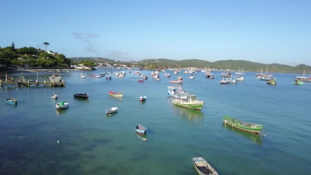 Drone Flight Boats Beaches Buzios Brazil — Stockvideo