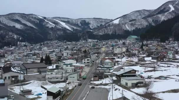 Aerea Della Città Nozwa Onsen Sulle Montagne Nagano Giappone Durante — Video Stock