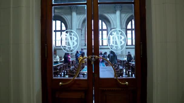 Handheld Doors Symbol Emblem Coat Arms National Library Chile Gabriela — Vídeos de Stock