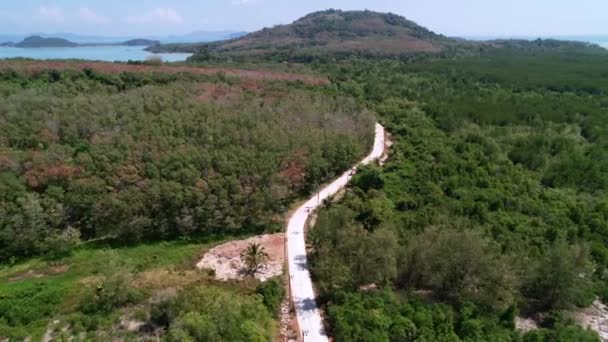 Estrada Local Vazia Com Tuk Tuk Dirigindo Pela Selva Ilha — Vídeo de Stock