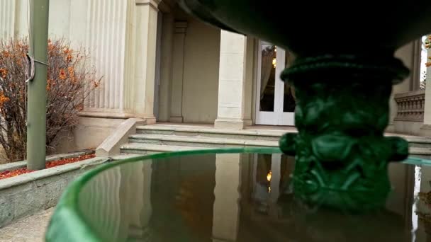 Handheld Pan Right Bruna Palace Its Reflection Ornamented Fountain Heritage — Vídeo de Stock