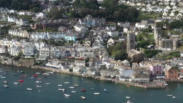 Aerial View Porphry Hall Cornish Town Fowey Cornwall — Stockvideo