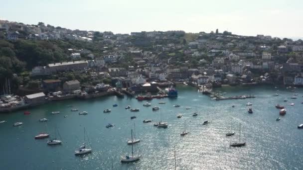 Push Air View Polruan Harbour Cornwall — Stock video