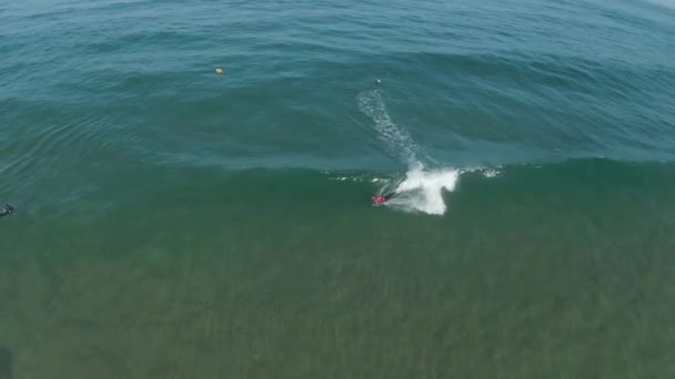 Foto Aerea Forte Enorme Rolo Praia Grande Con Bellissimi Colori — Video Stock