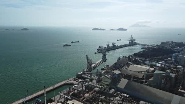 Área Costeira Usina Hong Kong Perspectiva Drones Aéreos — Vídeo de Stock