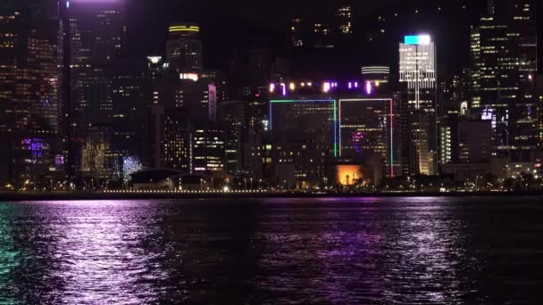 Symphony Lights Victoria Harbour Hong Kong Star Ferry Night — Vídeos de Stock