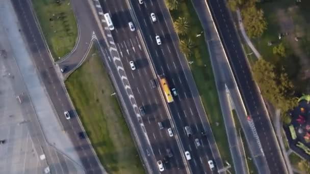 Rotating Drone Pov Cars Trucks Driving General Paz Motorway Buenos — Video Stock