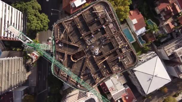 Men Work Top Building Crane Industrial Equipment Construction Site Buenos — Video
