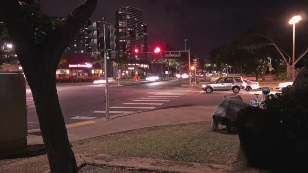 Νυχτερινή Σκηνή Timelapse Από Ala Moana Περιφερειακό Πάρκο Στη Honolulu — Αρχείο Βίντεο