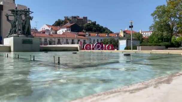 Vodní Fontána Leirii Blízko Hradu Portugalsko — Stock video