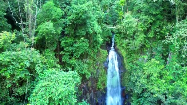 Camera Going Showing Water Falling Sao Nicolau Waterfall Sao Tome — ストック動画