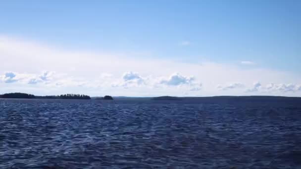 Time Lapse Moving Water Huge Lake Finland White Clouds Sliding — Video