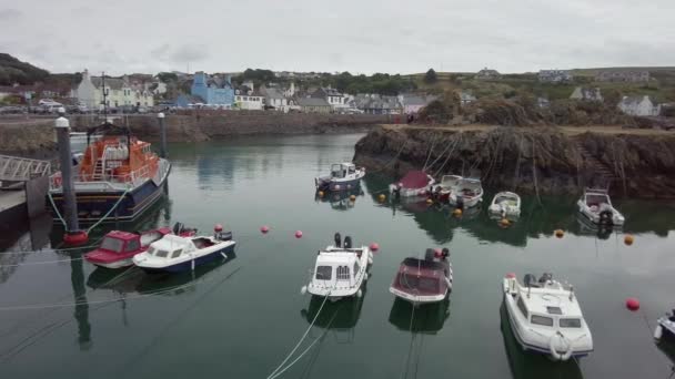 Boats Moored Scotish Habour Town Portpatrick Scotland — Stock Video