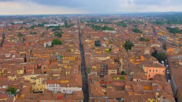 Panoramatický Výhled Boloňské Město Itálii Pohled Věže Asinelli Panning — Stock video