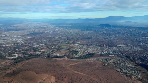 Pan Left Aerial View Las Condes District Santiago Chile Morro — 비디오