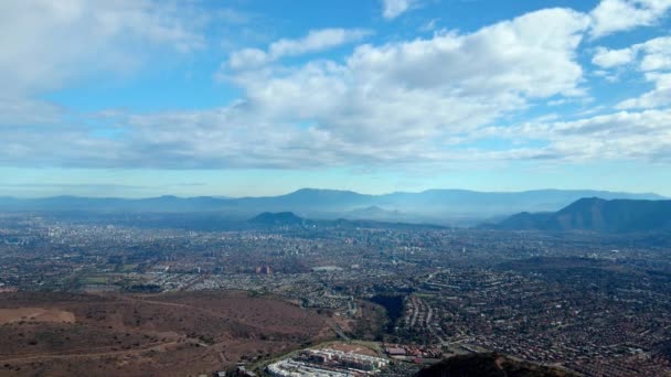 Luchtfoto Dolly Commune Van Las Condes Santiago Chili Een Heldere — Stockvideo