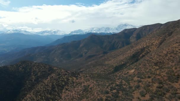 Vista Aérea Dolly San Carlos Apoquindo Parque Com Nevado Plomo — Vídeo de Stock