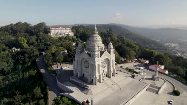 Veduta Aerea Intorno Santurio Santa Luzia Nella Soleggiata Viana Castelo — Video Stock