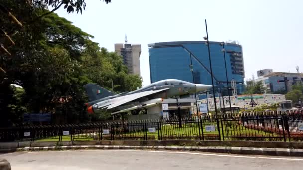 Timelapse Kijelző Indiai Légierő Vadászgép Jet Tejas Főúton Bengaluru Város — Stock videók