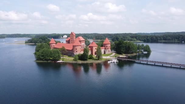 Trakai Castle Lithuania View Drone — ストック動画