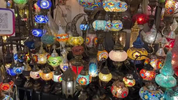 Kleurrijke Lampen Grand Bazaar Istanbul Turkije — Stockvideo