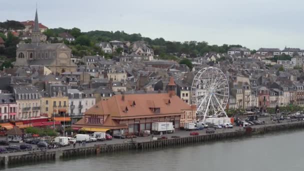 Ruota Panoramica Grande Ruota Trouville Sur Mer Accanto Mercato Dei — Video Stock