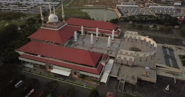Luchtfoto Van Grote Moskee Van Centraal Java Majt Suset Tijd — Stockvideo