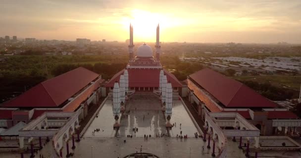 Aerial View Great Mosque Central Java Majt Suset Time Sun — 비디오