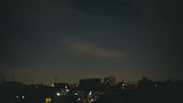 Stormy Night Lightning Thunder Scattered Sky Residential Area Tokyo — Stock video