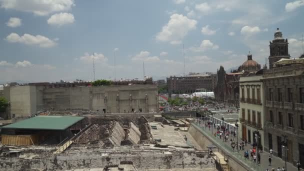 Utsikt Över Templo Mayor Pyramid Från Den Postklassiska Perioden Mesoamerica — Stockvideo