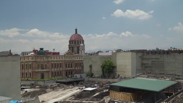Pan Right View Overlooking Templo Mayor Pyramid Postclassic Period Mesoamerica — Video