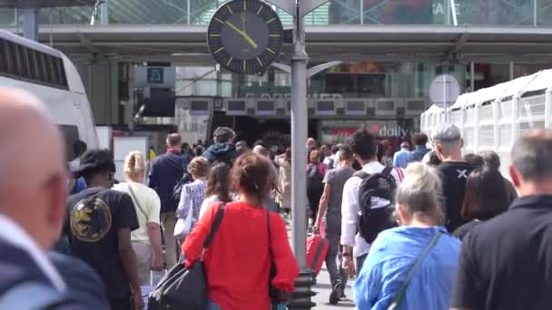 Gente Caminando Estación Tren Gare Lyon París Francia Estática — Vídeo de stock