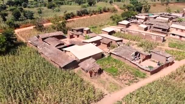 Shacks African Slum District Fattigdom Sydafrika Drone View — Stockvideo