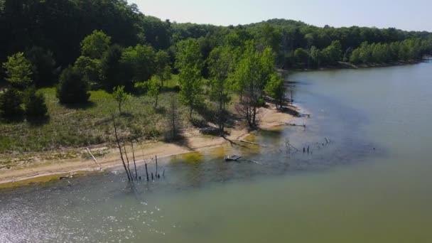 Titik Fix Berputar Sekitar Semenanjung Pohon Mati Dune Harbor — Stok Video