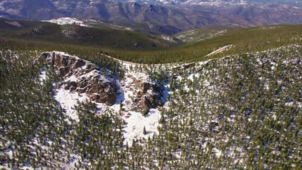 Drone Footage Flying Circling Snowy Alpine Mountain Top Summit Mount — Stock Video