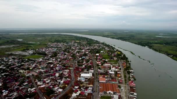 Veracruz Meksika Daki Tlacotalpan Yakınlarında Papaloapan Rivierasının Drone Çekimi — Stok video