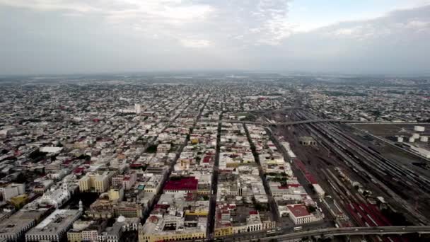 Dron Lateral Llegada Mercancías Por Ferrocarril Puerto Veracruz México — Vídeo de stock