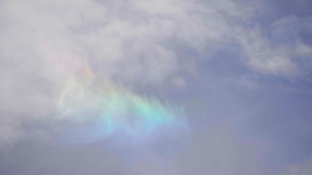 Rare Sight Iridescent Clouds Day Handheld Low Angle Shot — Stock Video