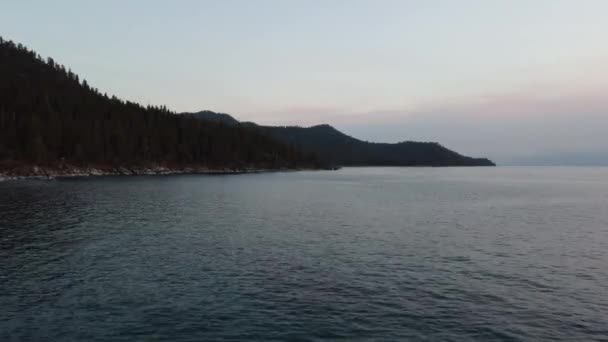 Drohnenaufnahmen Der Felsigen Küste Des Lake Tahoe Mit Dem Wald — Stockvideo