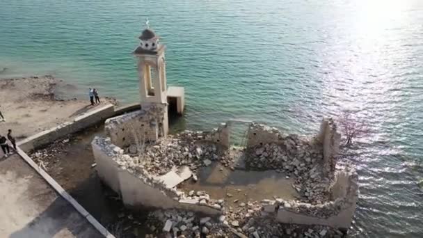 Orbit Shot Unique Saint Nicholas Church Ruins Alassa Limassol City — Stock video