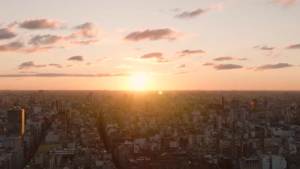 Vista Panorámica Ciudad Buenos Aires Argentina Dron Puesta Del Sol — Vídeos de Stock
