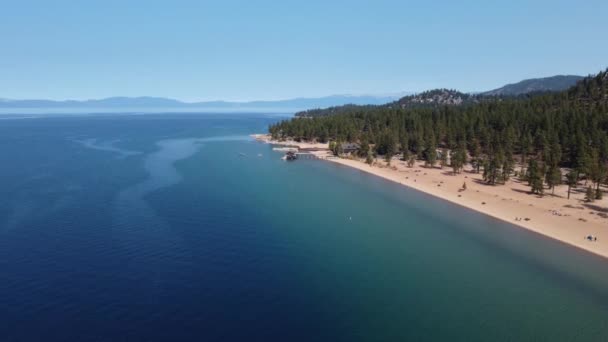 Kierunku Zgodnym Ruchem Wskazówek Zegara Strzał Drona Plaży Nevada Lasu — Wideo stockowe