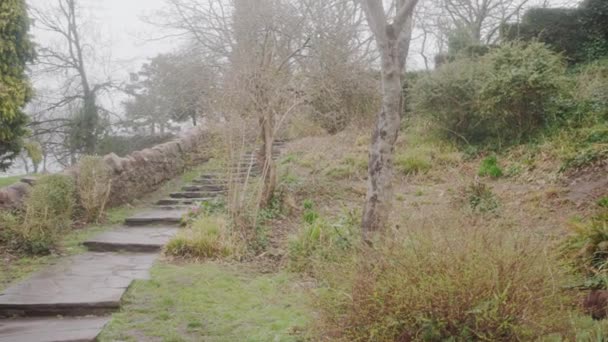Pasos Hacia Torre Cabot Brandon Hill Park Bristol Inglaterra Tilt — Vídeos de Stock