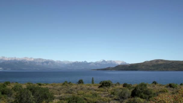 Beautiful Sunny Landscape Mountains Sea Chile Left Pan — Stock Video