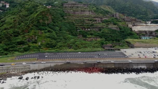 Flygfoto Jiufen Övergiven Guldgruva Taiwan Ruifang — Stockvideo