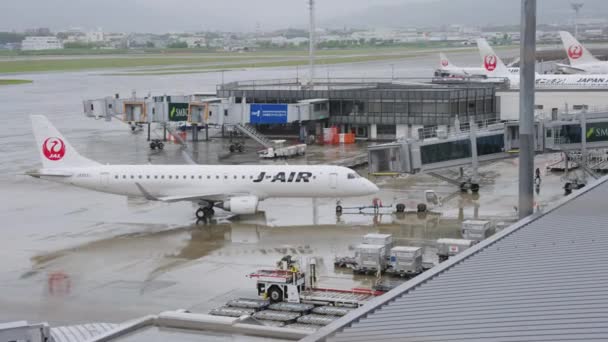 Air Planes Rainy Day Itami Airport Kansai Regionen Japan — Stockvideo