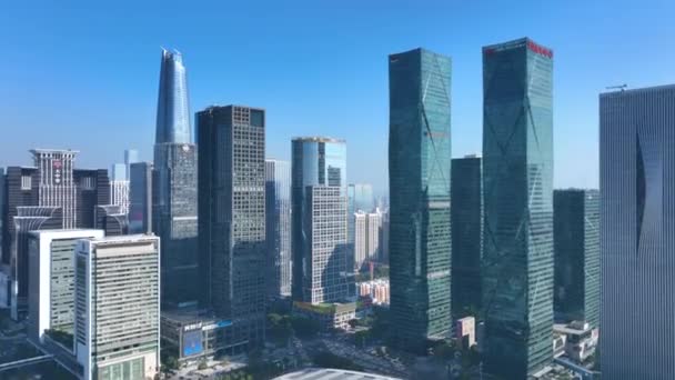 Fotografía Aérea Del Edificio Oficinas Del Cdb Centro Comercial Shenzhen — Vídeos de Stock