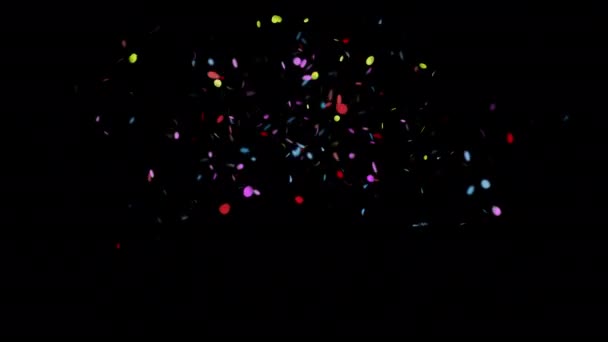 Confettis Colorés Tonnerre Sur Fond Noir — Video