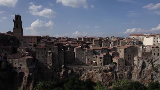 Drone Video Zijkant Van Pitigliano Italië — Stockvideo