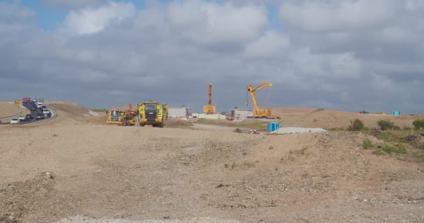 Heavy Machinery Working Construction Site A30 Chiverton Carland Cross Carriageway — Stock video